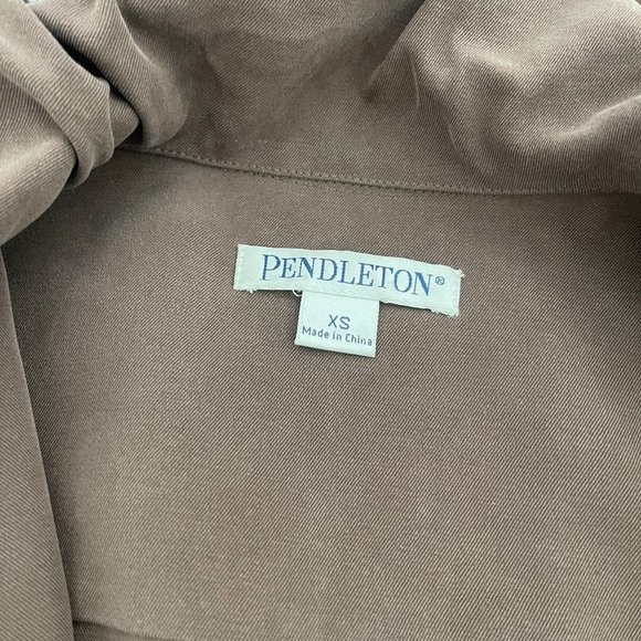 Pendleton Women's Brown 100% Silk Cinch Waist top Jacket, Size XS - Picture 3 of 7